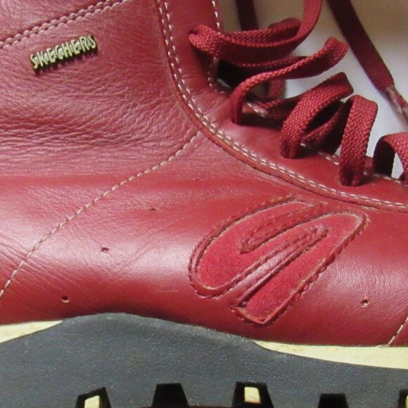 Sketchers Red Leather Women's Lace Up Ankle Boots, Size 7  F228 - Picture 5 of 8